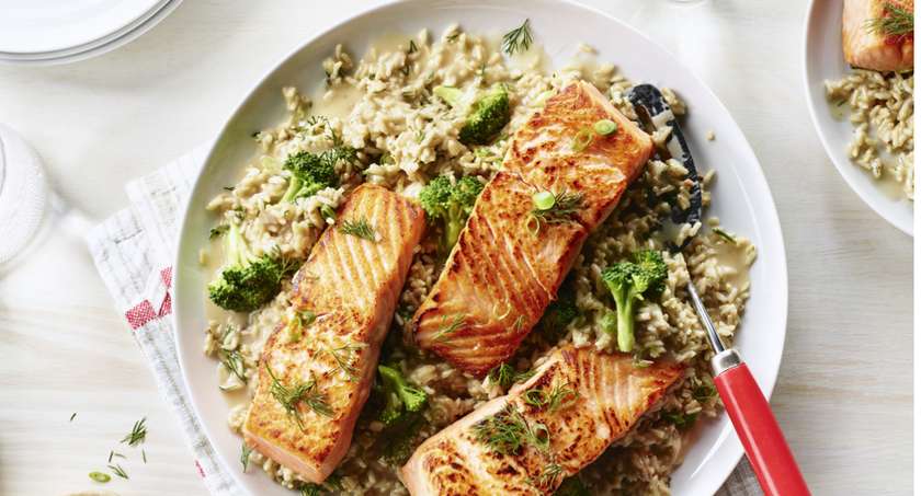 Salmon with Rice and Veg
