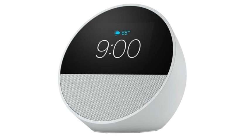 Echo Spot (2024) | Smart Alarm Clock With Quality Sound and Alexa | White