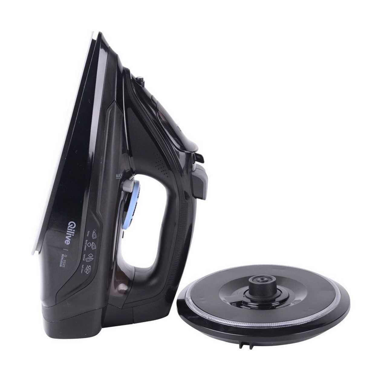 Fier de calcat fara fir Qilive Q.5525, 2200 W, 20 gr/min, 0.3 l, talpa ceramica, negru