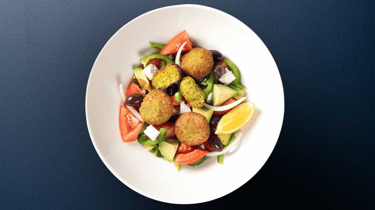 Falafel and Avo Greek Salad