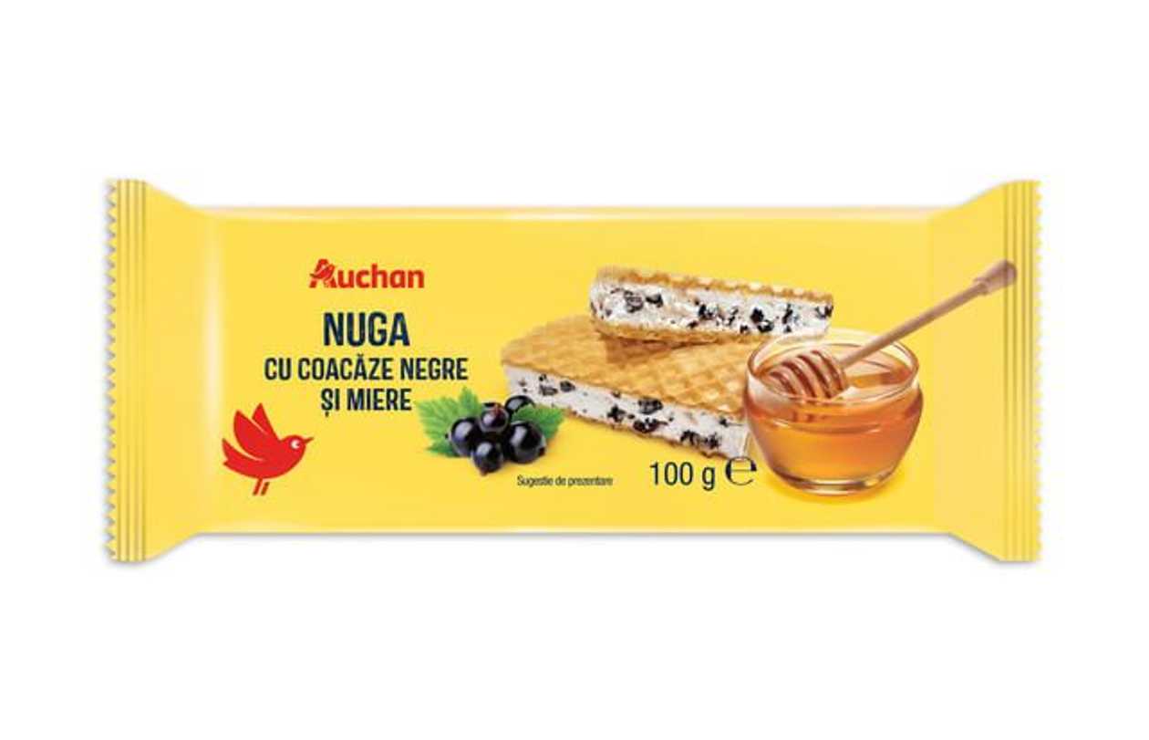 Nuga cu coacaze si miere Auchan, 100 g