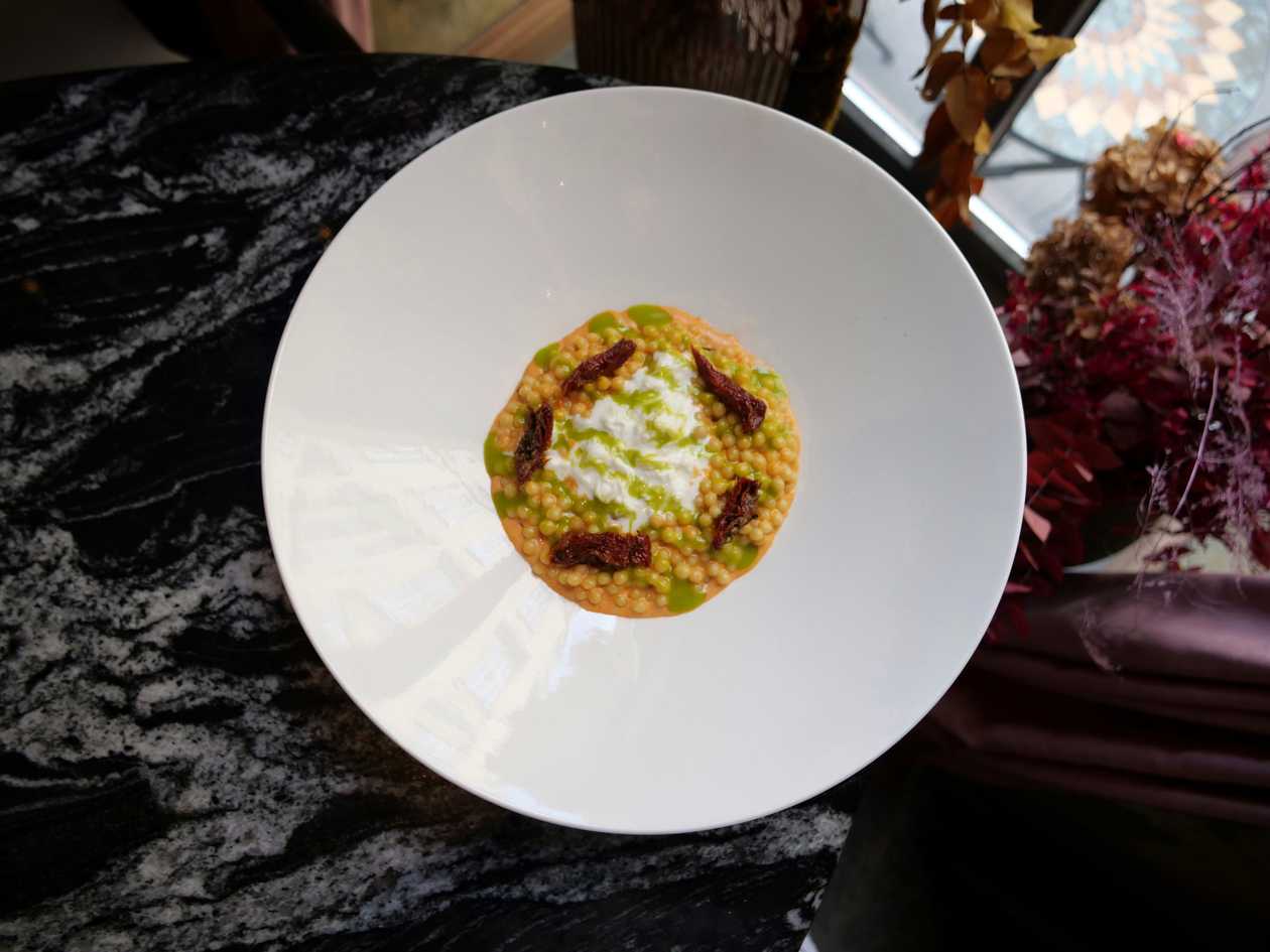 Tomato Pearl Barley with Stracciatella