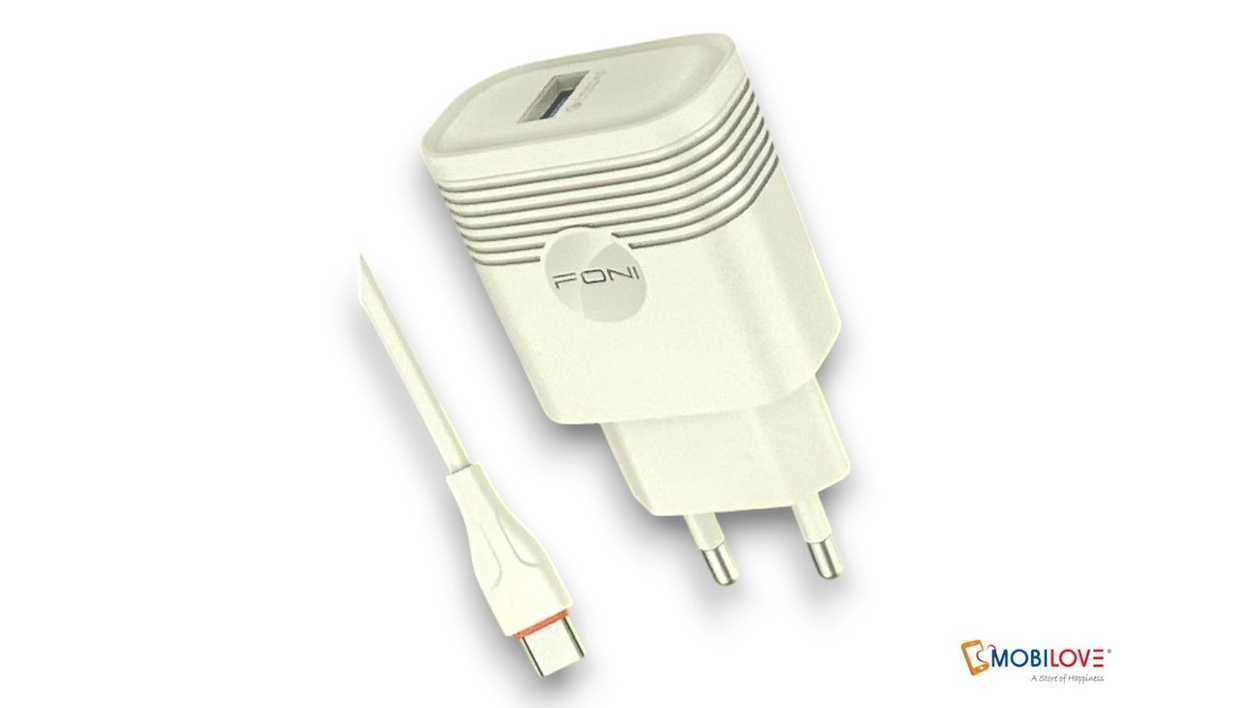 Foni FN105, adapter with USB input, with cord (USB - Type C), white, 6280148800142