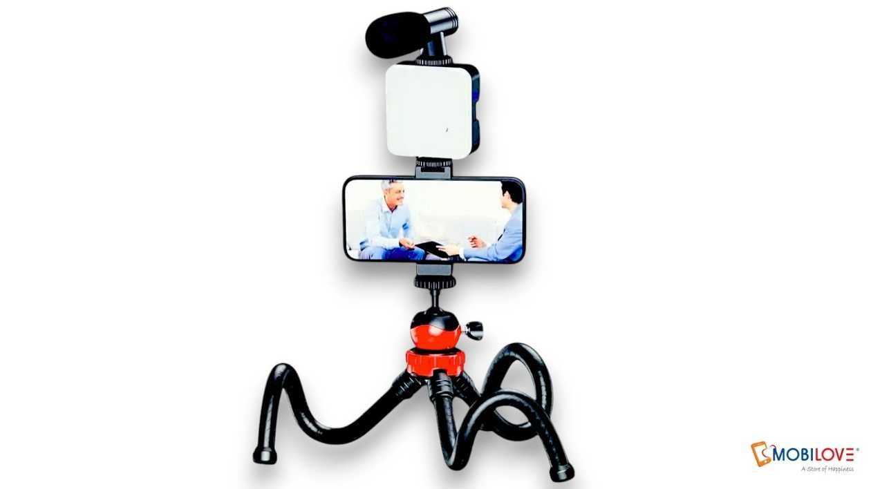 Tripod, led light and microphone set, Plokama PK 776, 6903603012217
