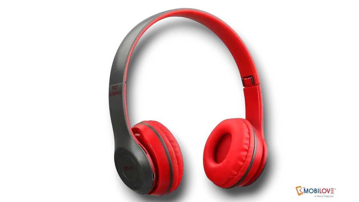 P47 earphones red, plain, 6989532512530