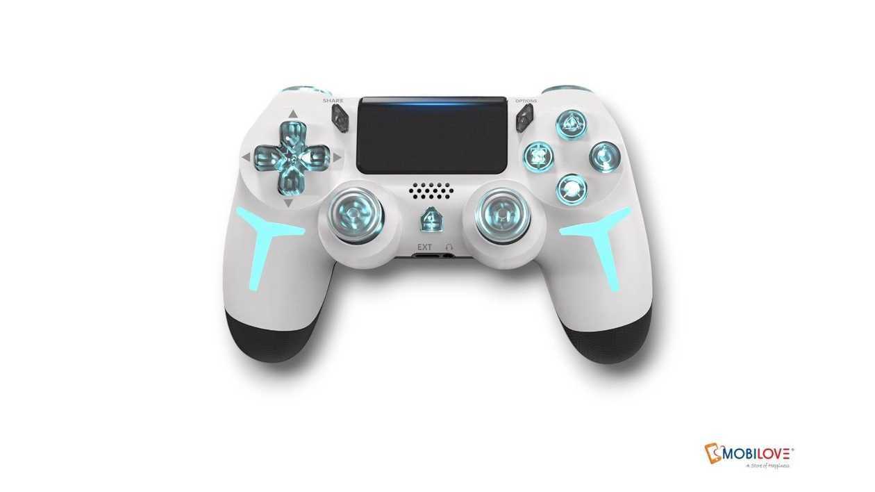 Джойстик PS4, белый (со светодиодной подсветкой), 1111111111233