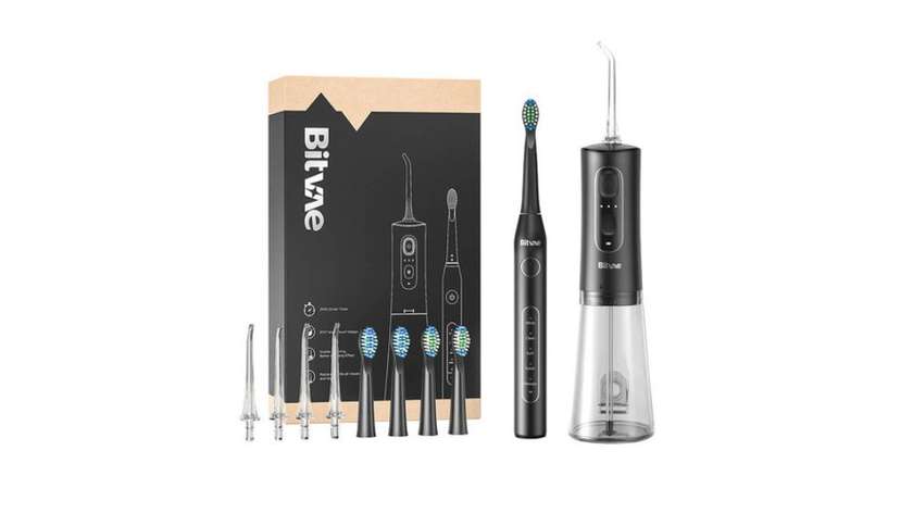 Bitvae Toothbrush With Tips Set and Water Flosser, Black