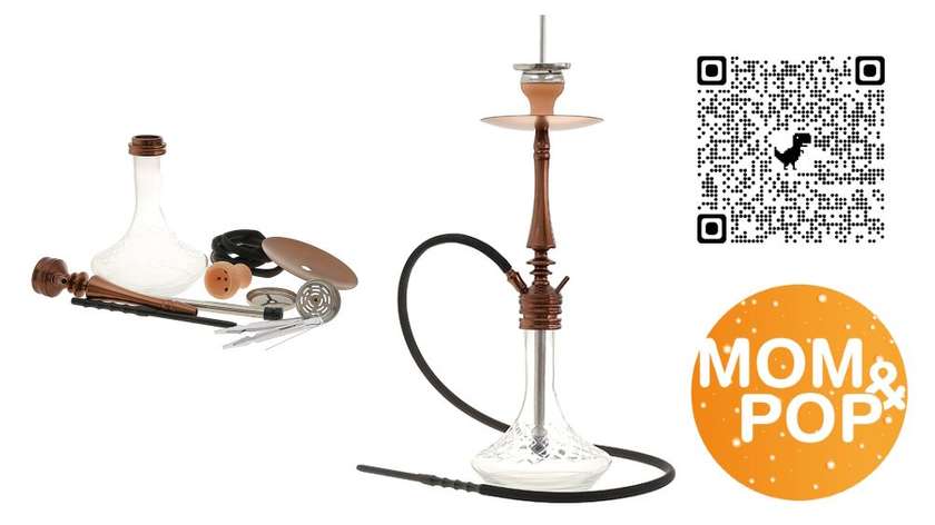 Crystal Clear/Bronze Glass Shisha - 1 Hose, 76cm