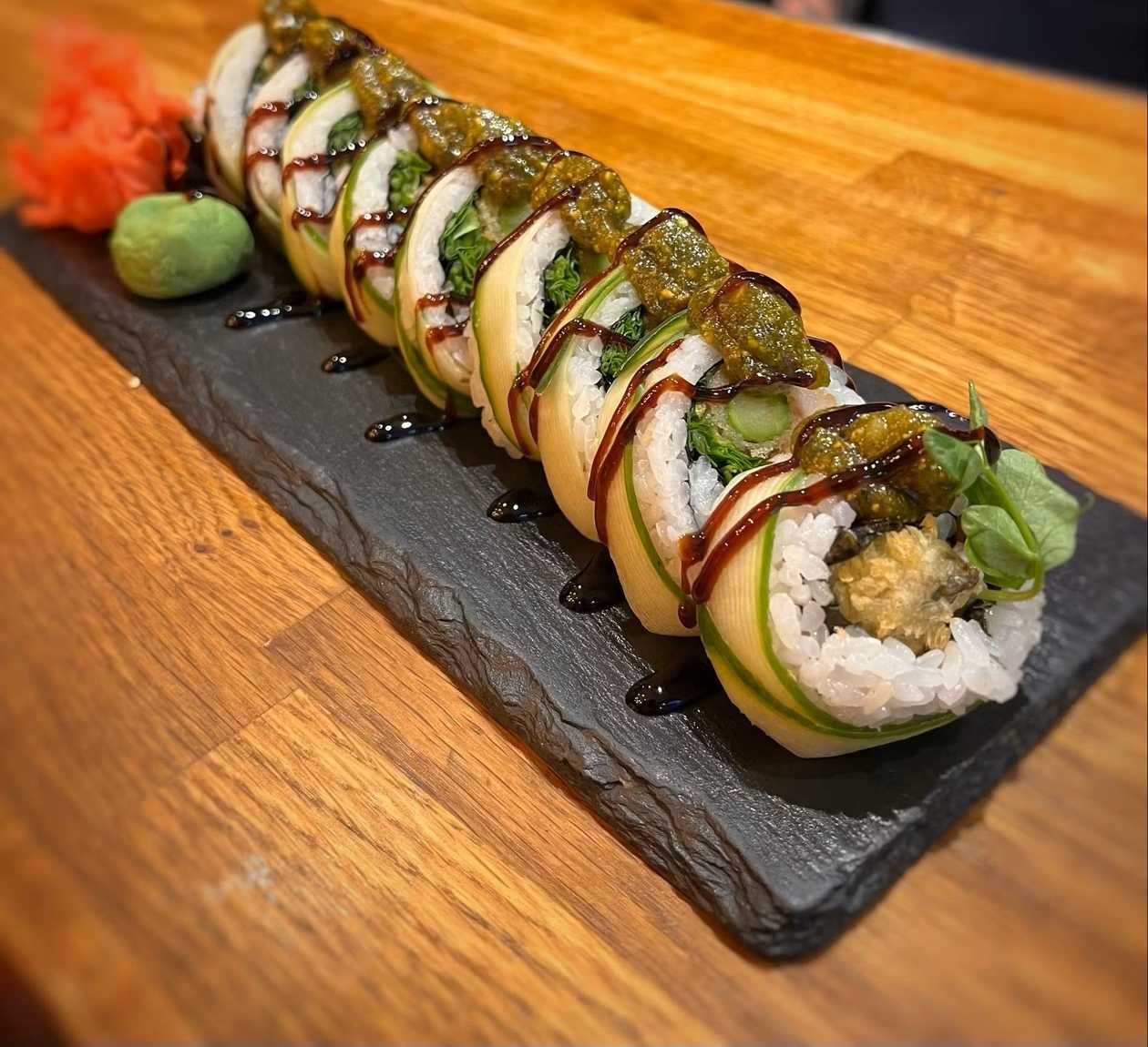 Smoked Namazu with Pistachio Pesto