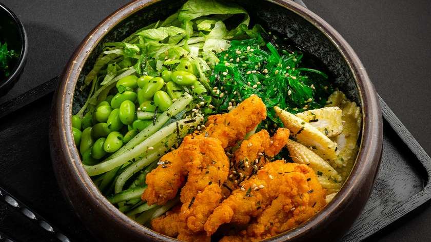 Panko tori poke bowl
