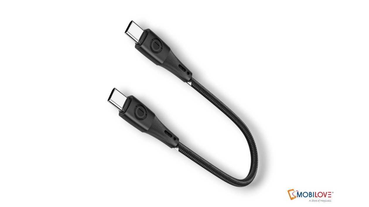 Euroacs EU-C93, Type C - Type C 45W, Cable for Powerbank, black, 7207198219334