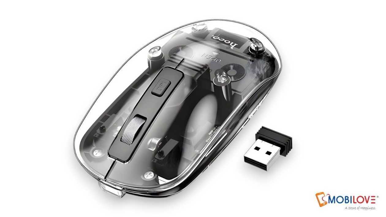 Bluetooth mouse Hoco GM29, black (transparent), 6942007626385