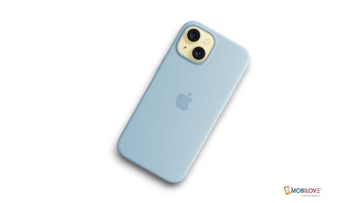 Silicone case for iPhone, light blue (shades)