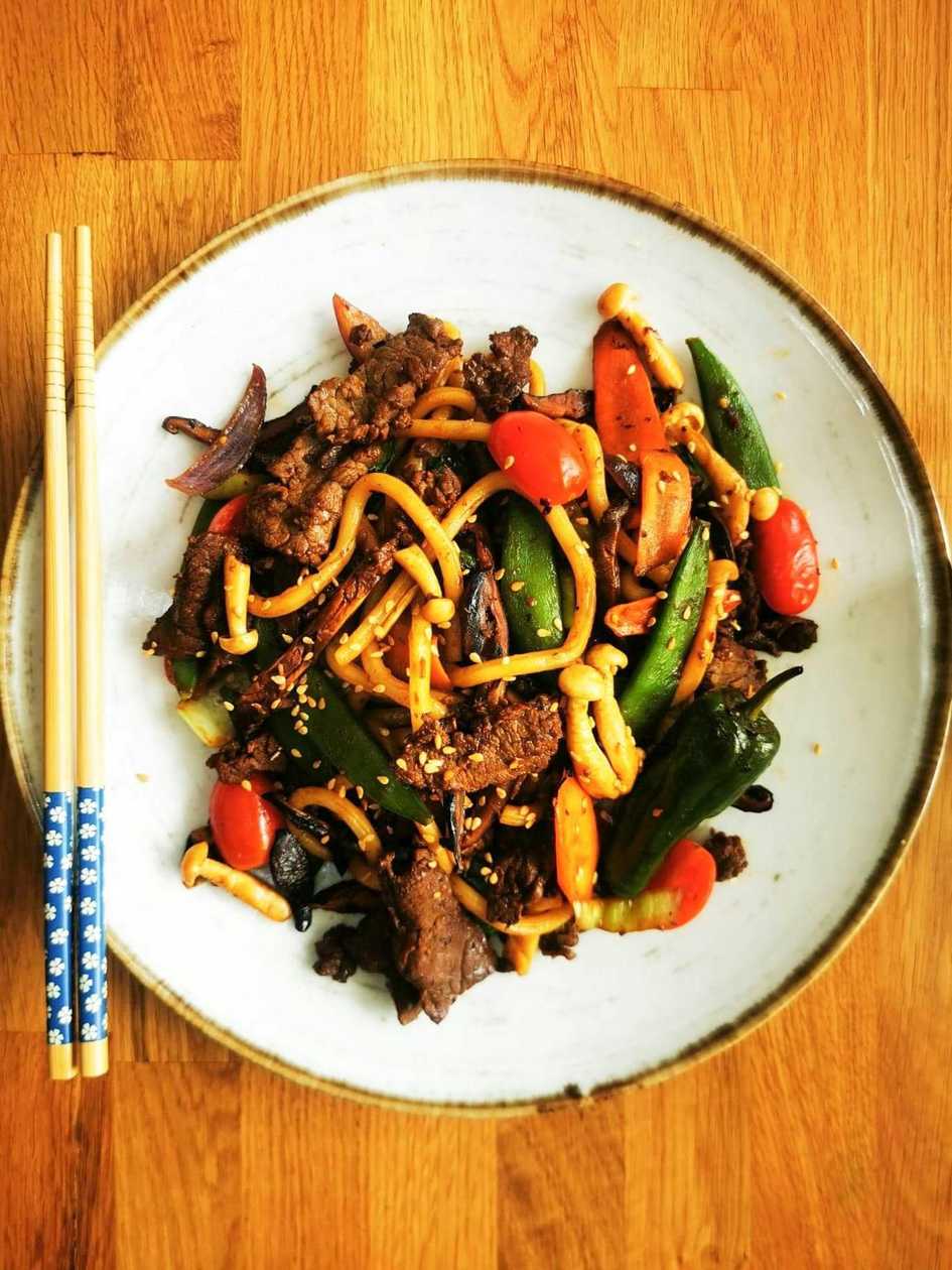 Udon with Beef and Mushrooms
