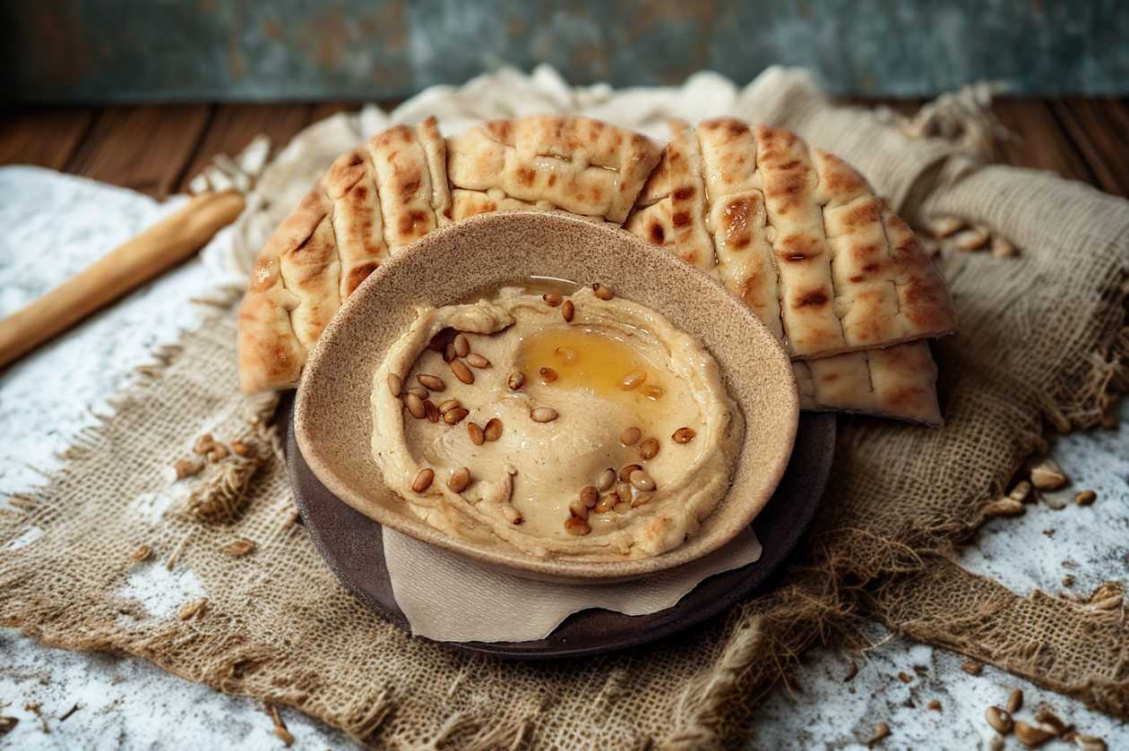 Hummus with Pine Buds and Pitta