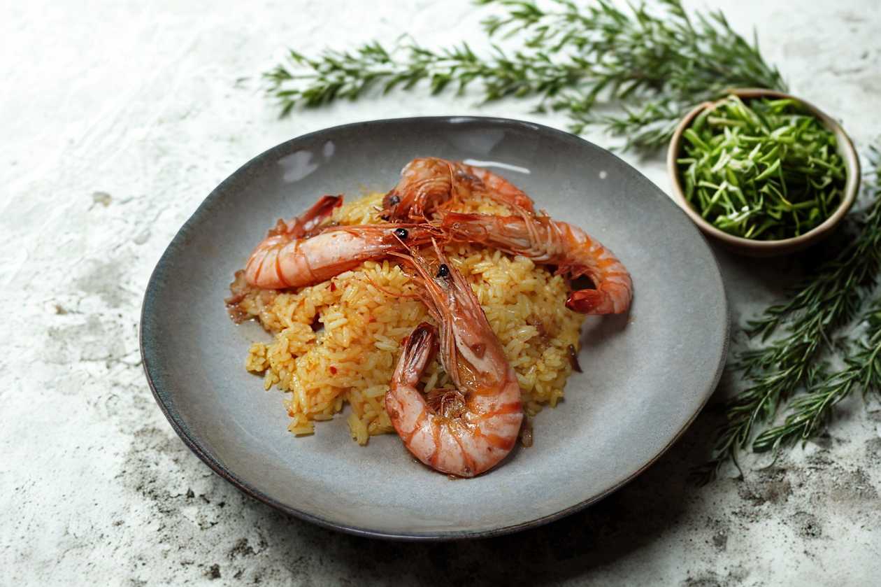 Black Tiger Shrimp on a Bed of Spanish Rice