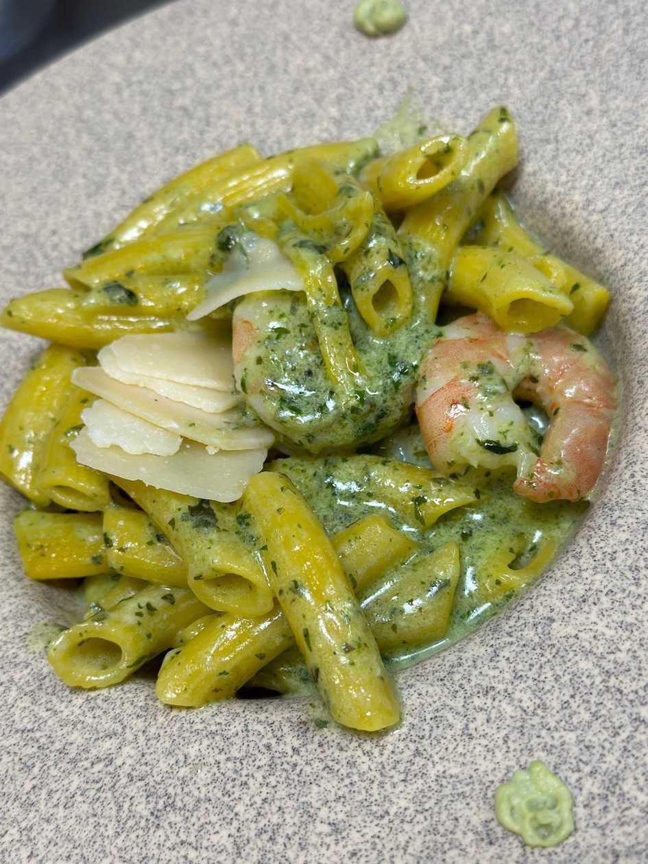 Penne with Pesto and Shrimp