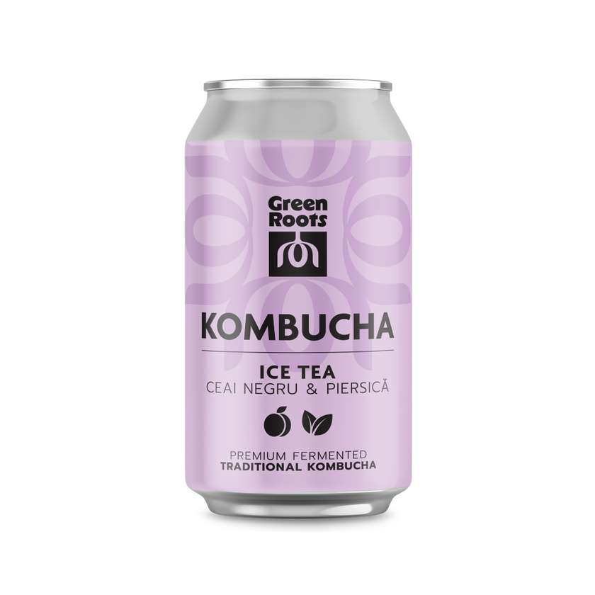 SUC KOMBUCHA CEAI NEGRU CU PIERSICA 330ML(SGR)