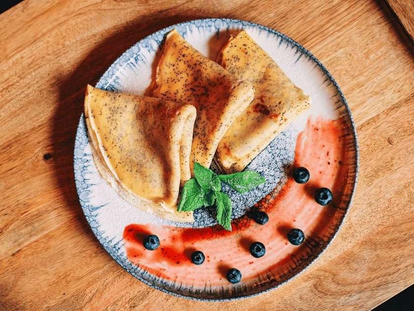 Pancakes with Poppy Seeds and Sweet Cottage Cheese Filling