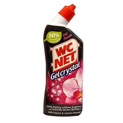 WC NET GEL CRYSTAL TOILET CLEANER NEW PINK FLOWERS 750ml