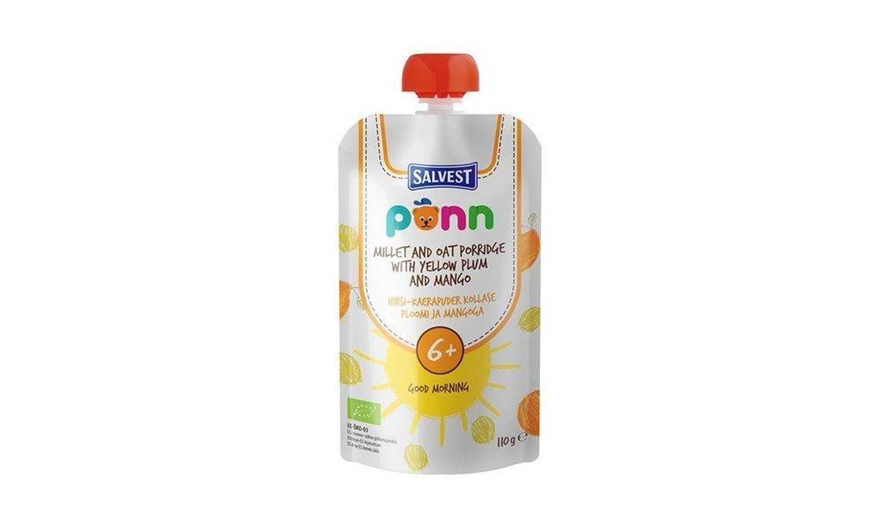 Põnn, Ökoloogiline Hirsi-kaerapuder kollase ploomi ja mangoga 6+, 110 g