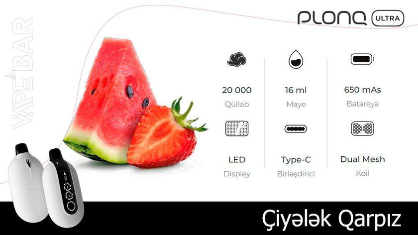 PLONQ Strawberry Watermelon 20000 Ultra