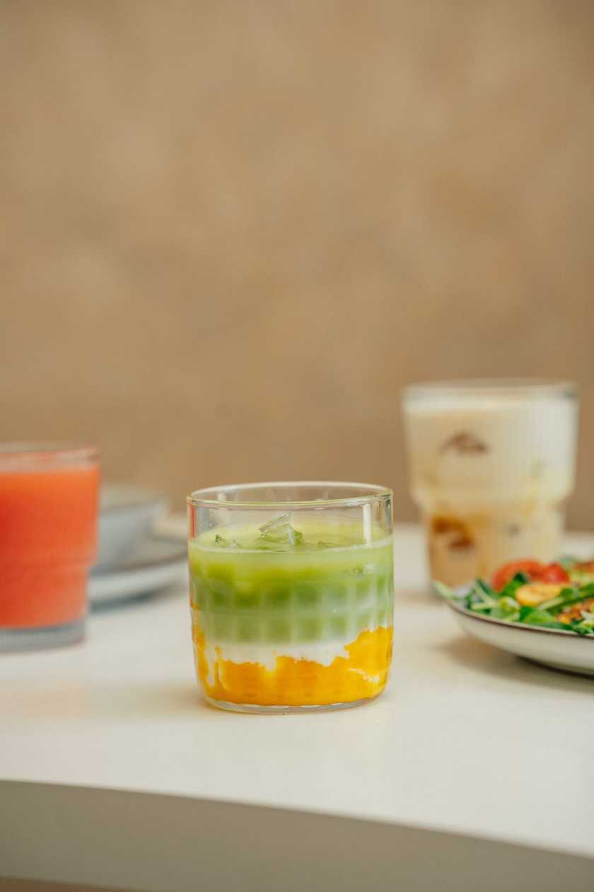 Iced coco - mango matcha latte