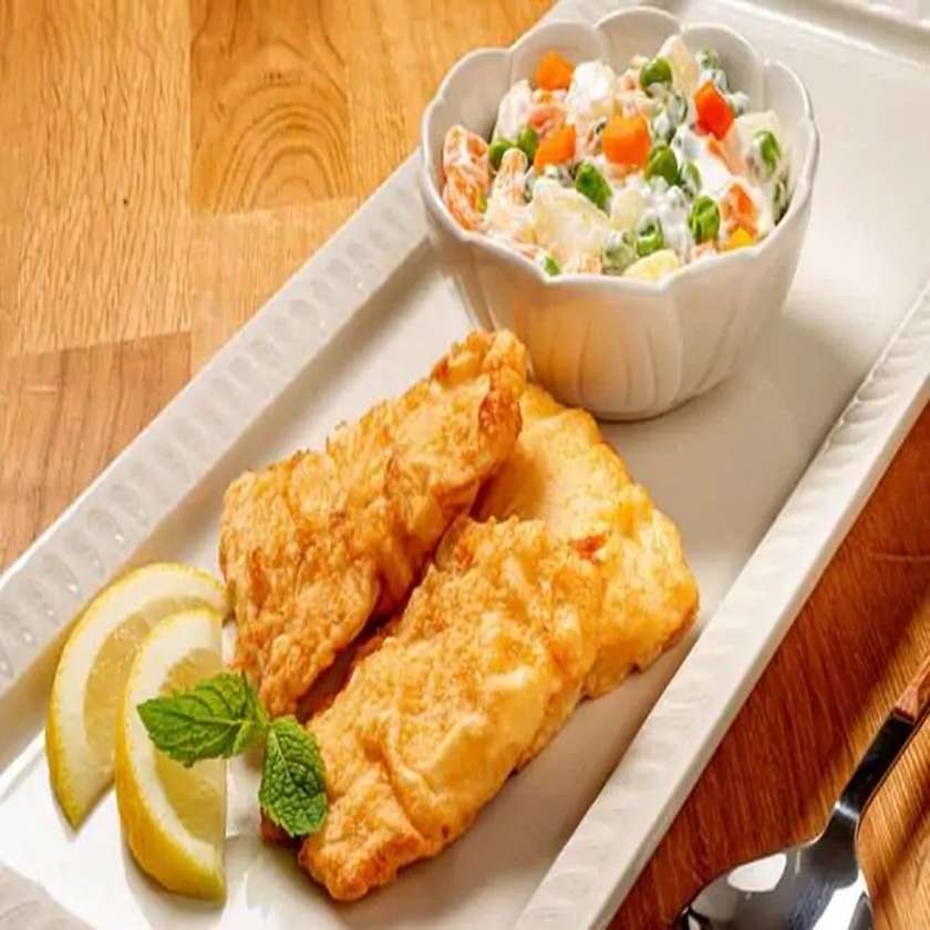 Hake Fillets with Russian Salad (Individual Portion)