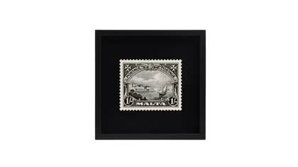 Grand Harbour Malta Stamp Black Frame (19x19)