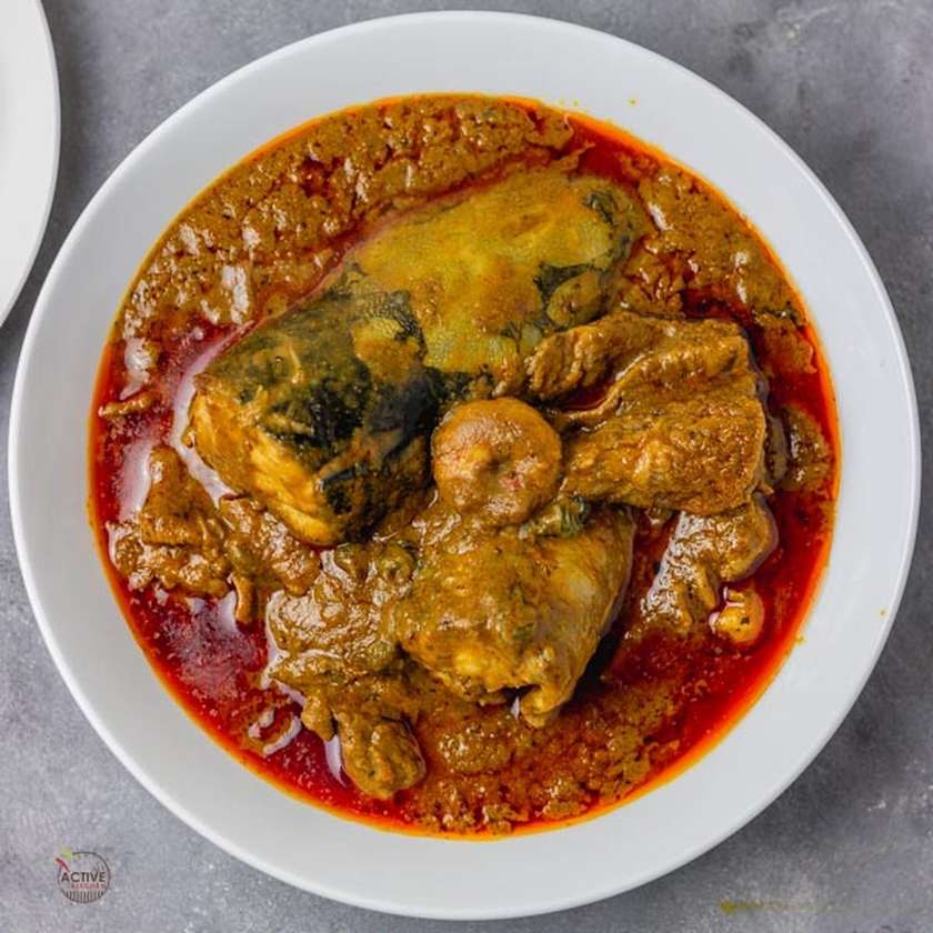 Banga Soup And Ponuded yam