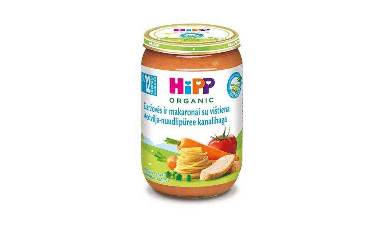 Hipp, Aedvilja - nuudlipüree kanalihaga 12+ (purgis), 220g