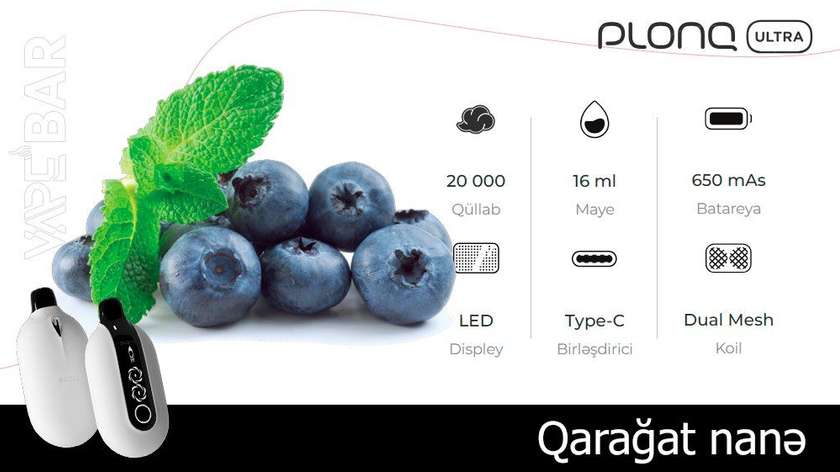PLONQ Blueberry Mint 20000 Ultra