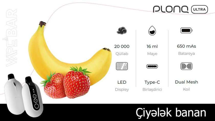 PLONQ Strawberry Banana 20000 Ultra