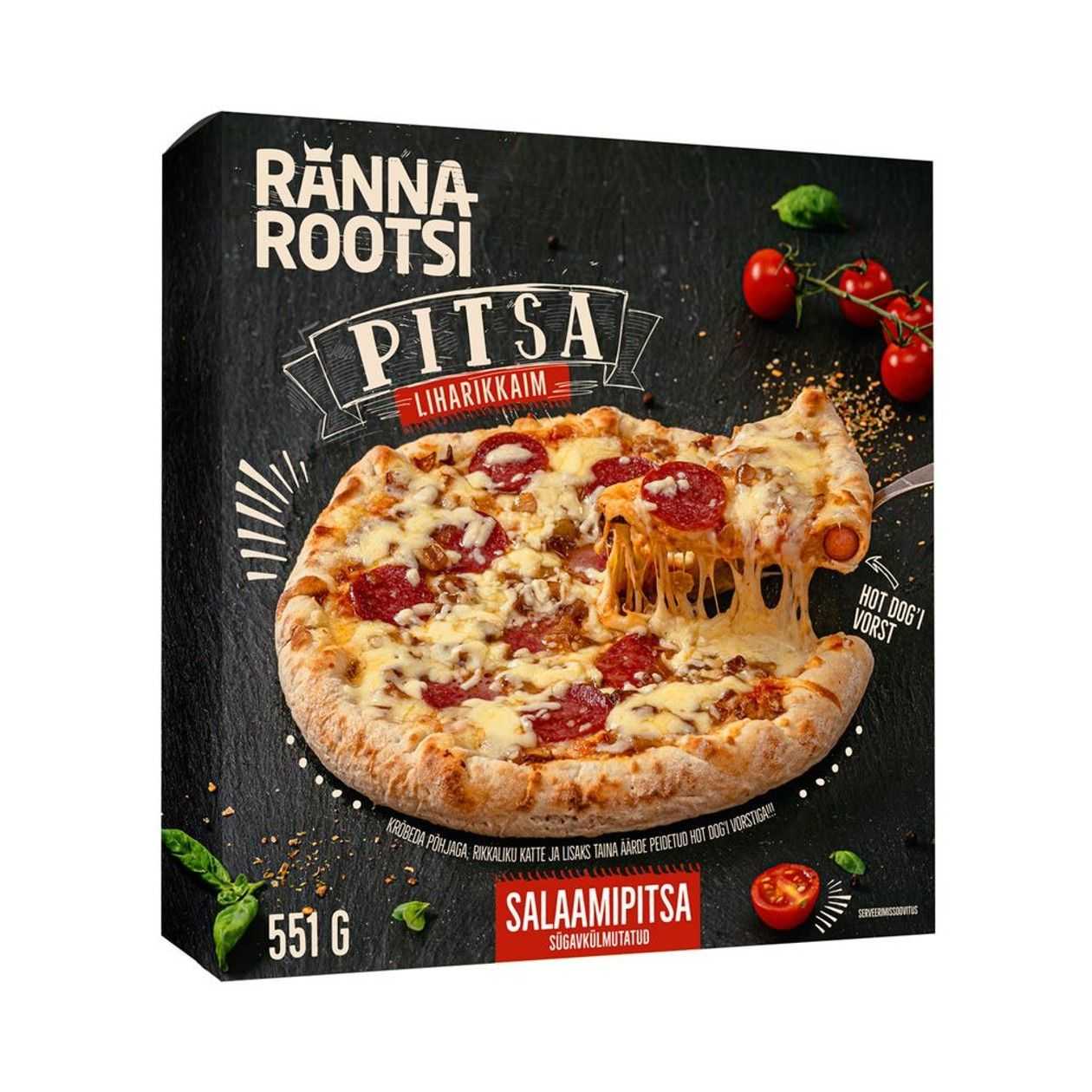 Rannarootsi, Hot dogi pitsa salaamiga, 551g