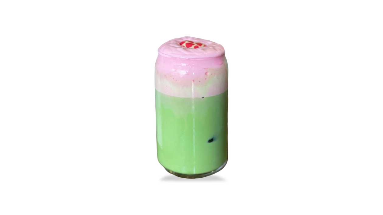 Iced Matcha Latte Rose Foam