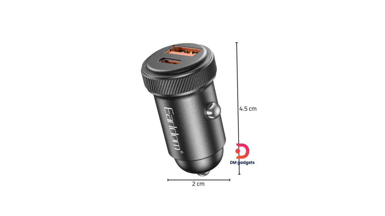 #338A#Earldom®ES-CC41 30W USB-A&USB-C Dual-Port Fast Car Charger-Black