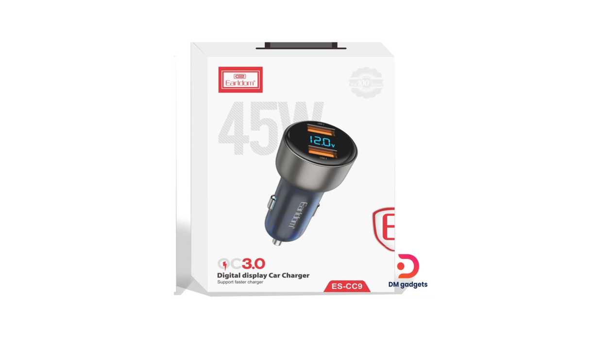 #338C#Earldom®ES-CC9 Digital Display Car Charger 45W -Black