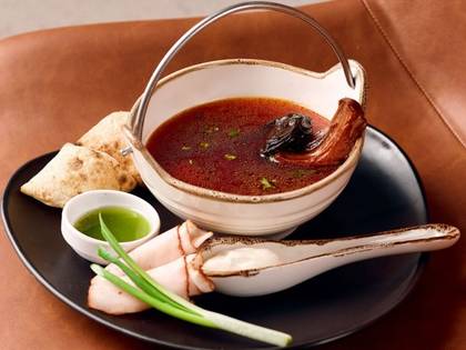 Smoked Borscht with Pampushky, Salo and Onion