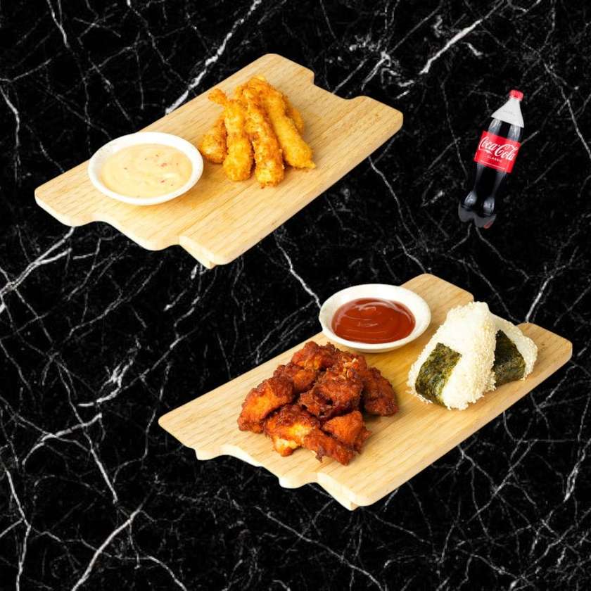 Lunch chicken katsu shrimp 3 pcs + coca cola