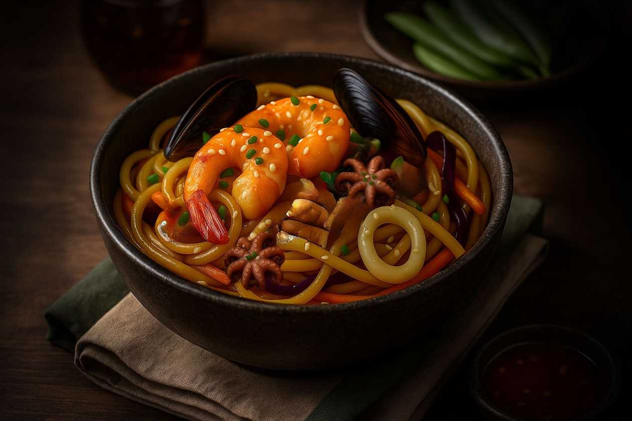 Noodles with seafood