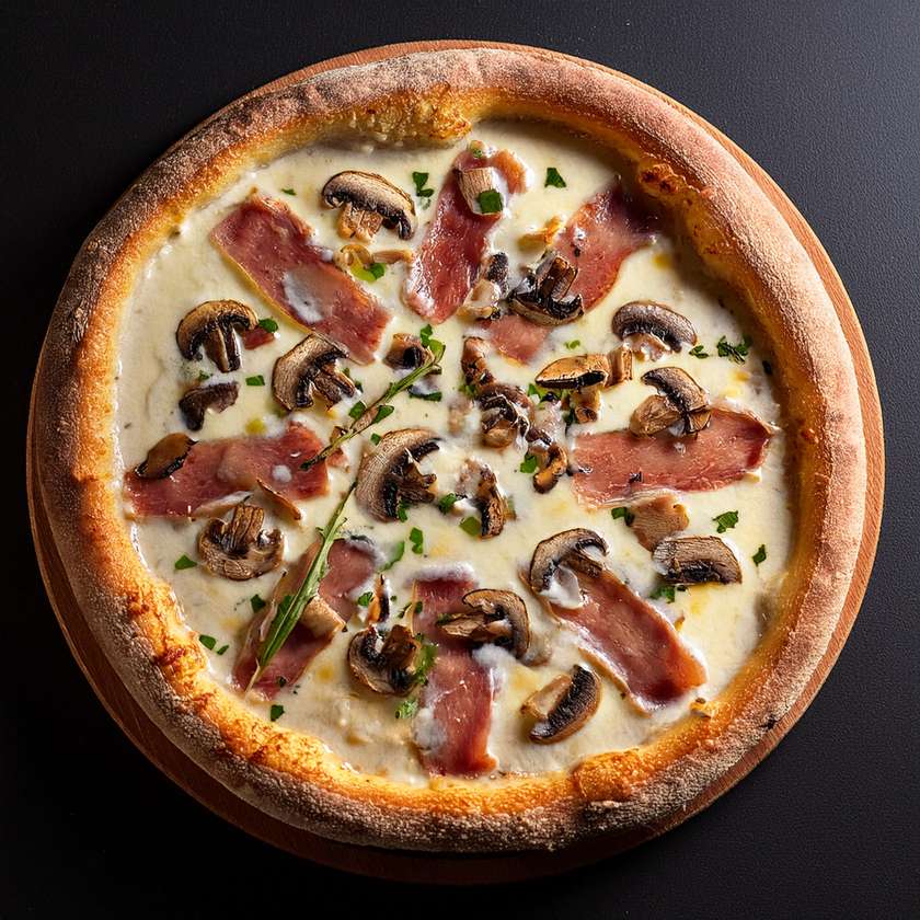 Pizza Porcini and Pancetta