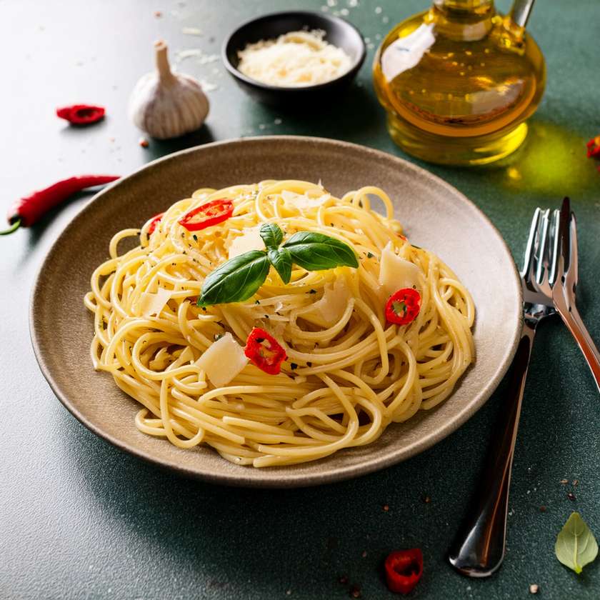 Spaghetti aglio olio e peperoncino