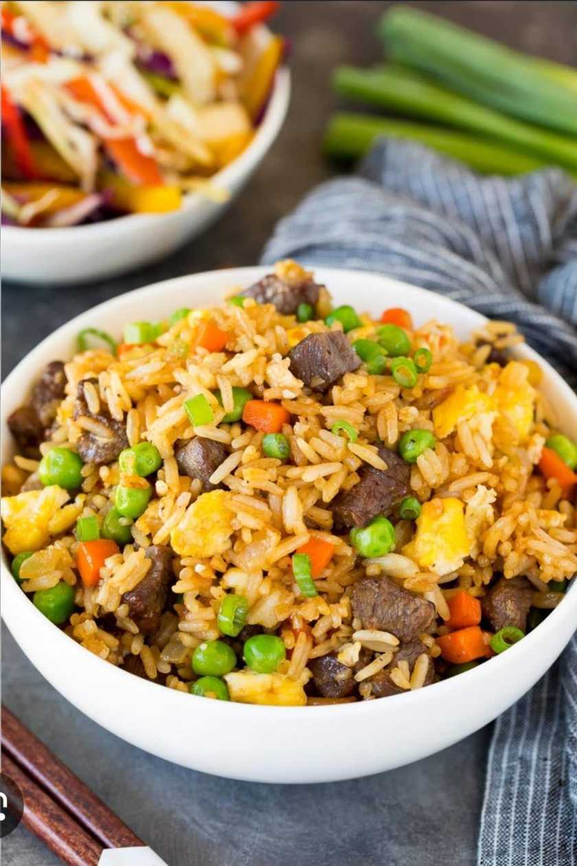 Beef friedrice/jollofrice