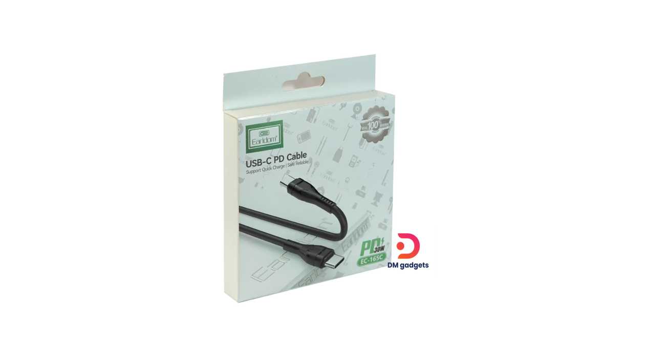#625BC#Earldom® EC-165C 30W PD Usb-C To USB-C 1m -Black