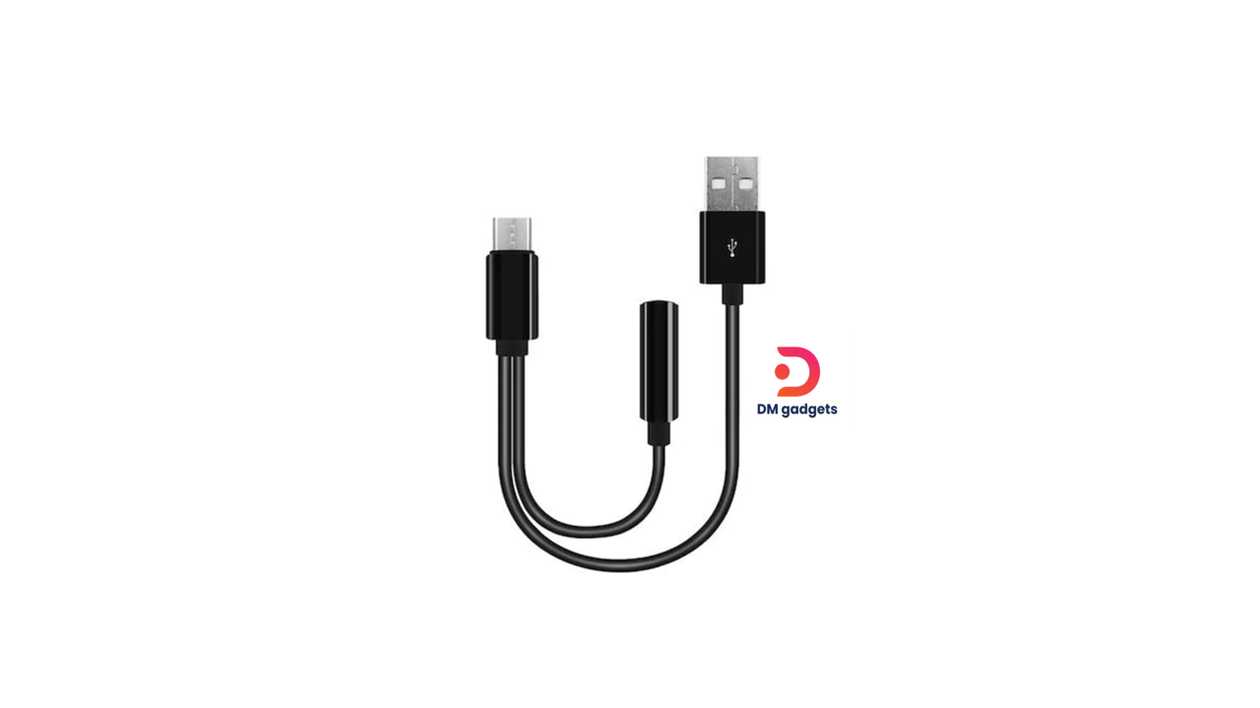 #535A#Kin®KY-137 Adapter Type-c Male to 3.5mm AUX Female and USB Male Adapter-Black