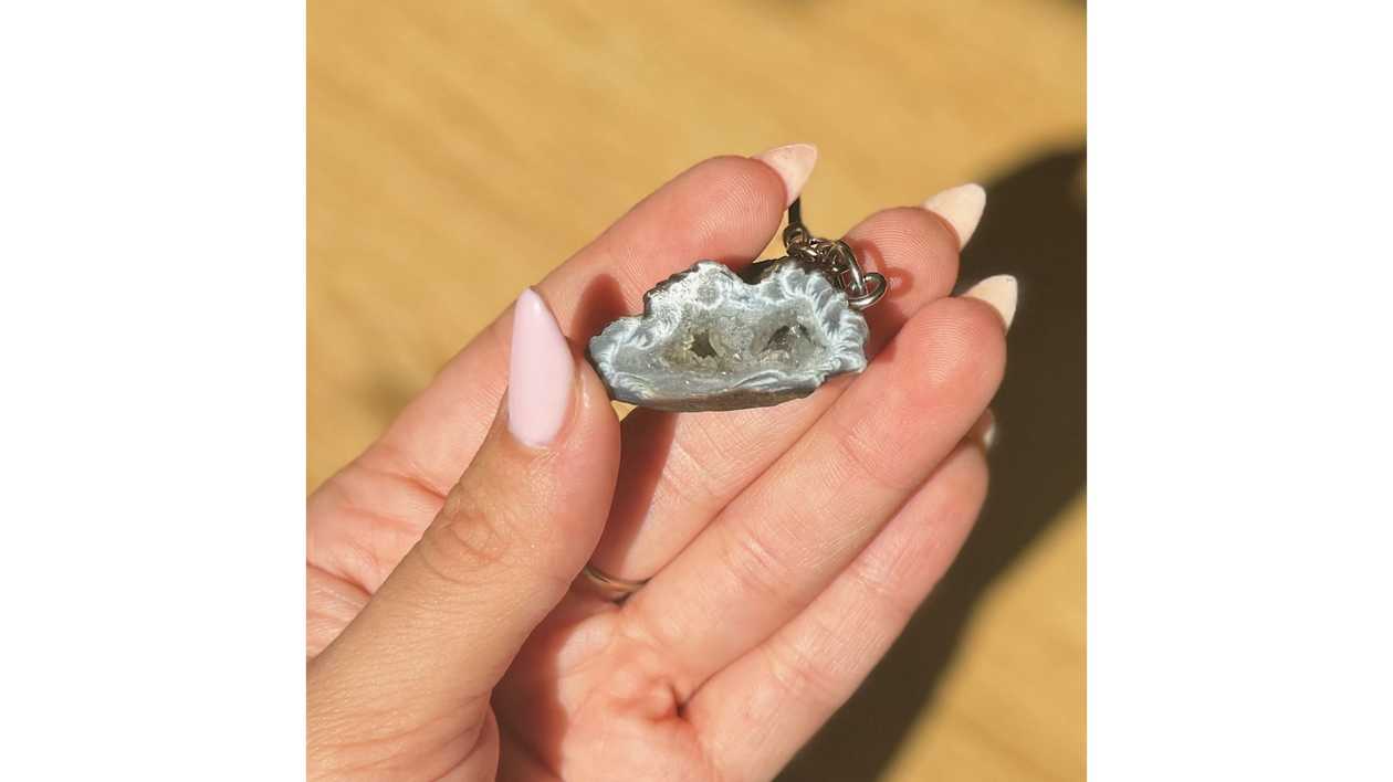Mexican Agate Geode Keychain