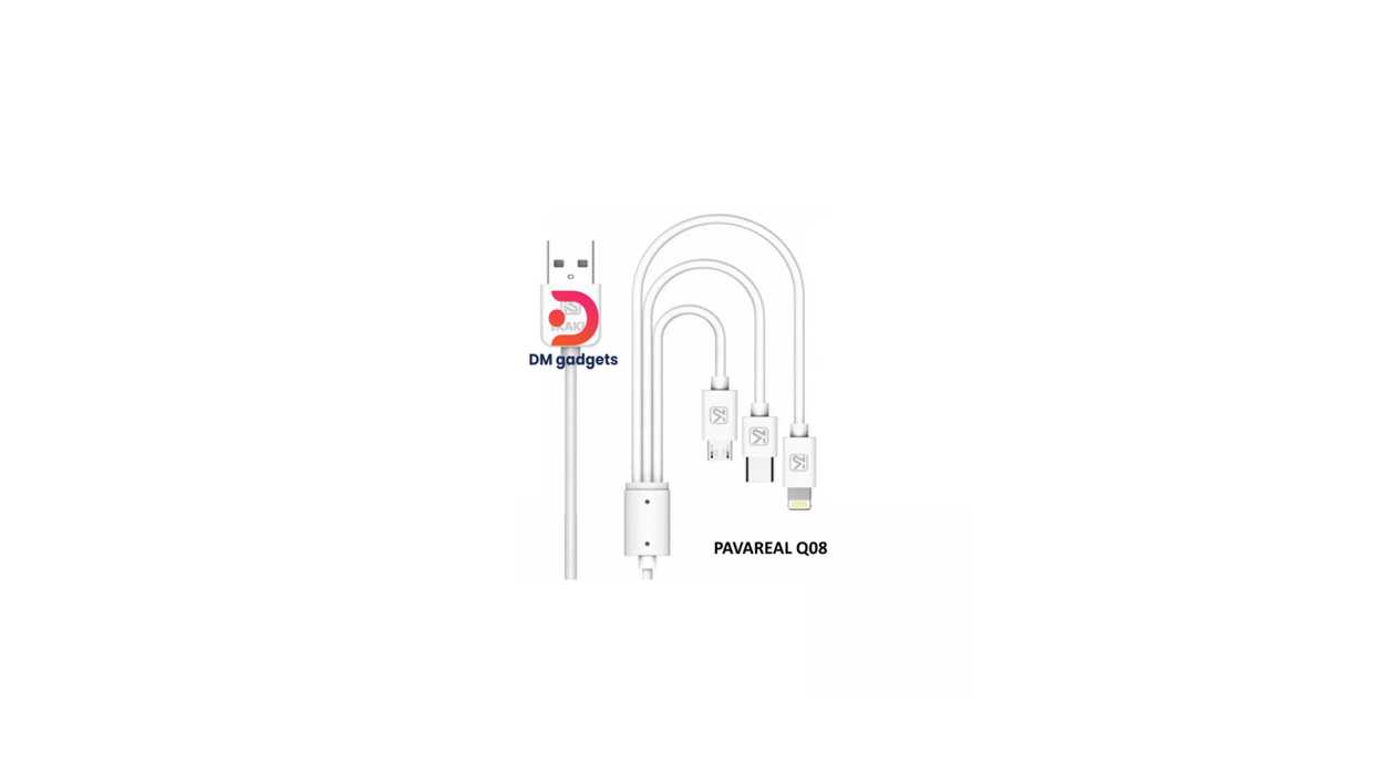 #354C#Pavareal®Q08 3in1 120W Type-C / Lightning / Micro USB charging cable 1.2m White