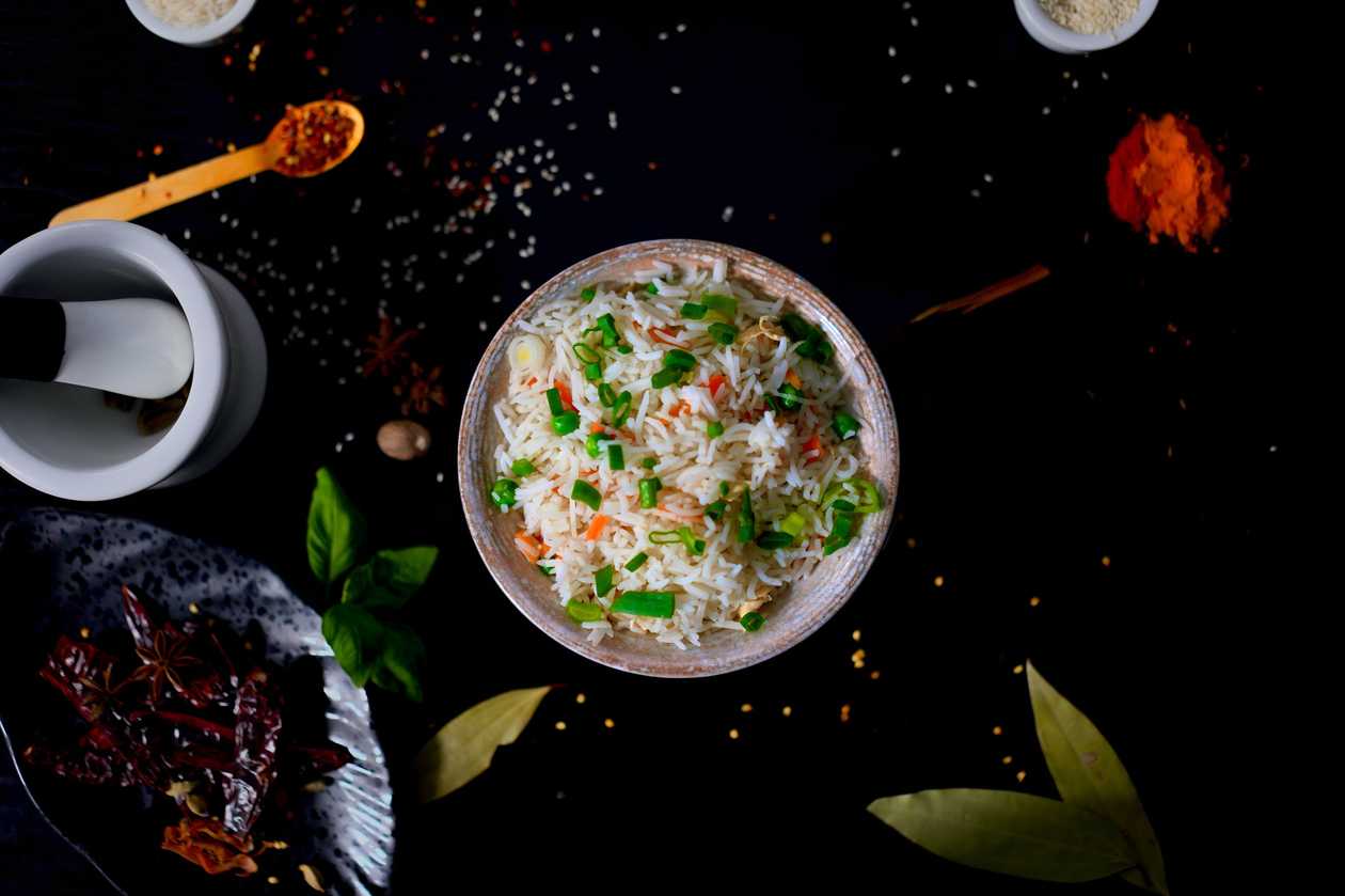 Rice with vegetables and egg