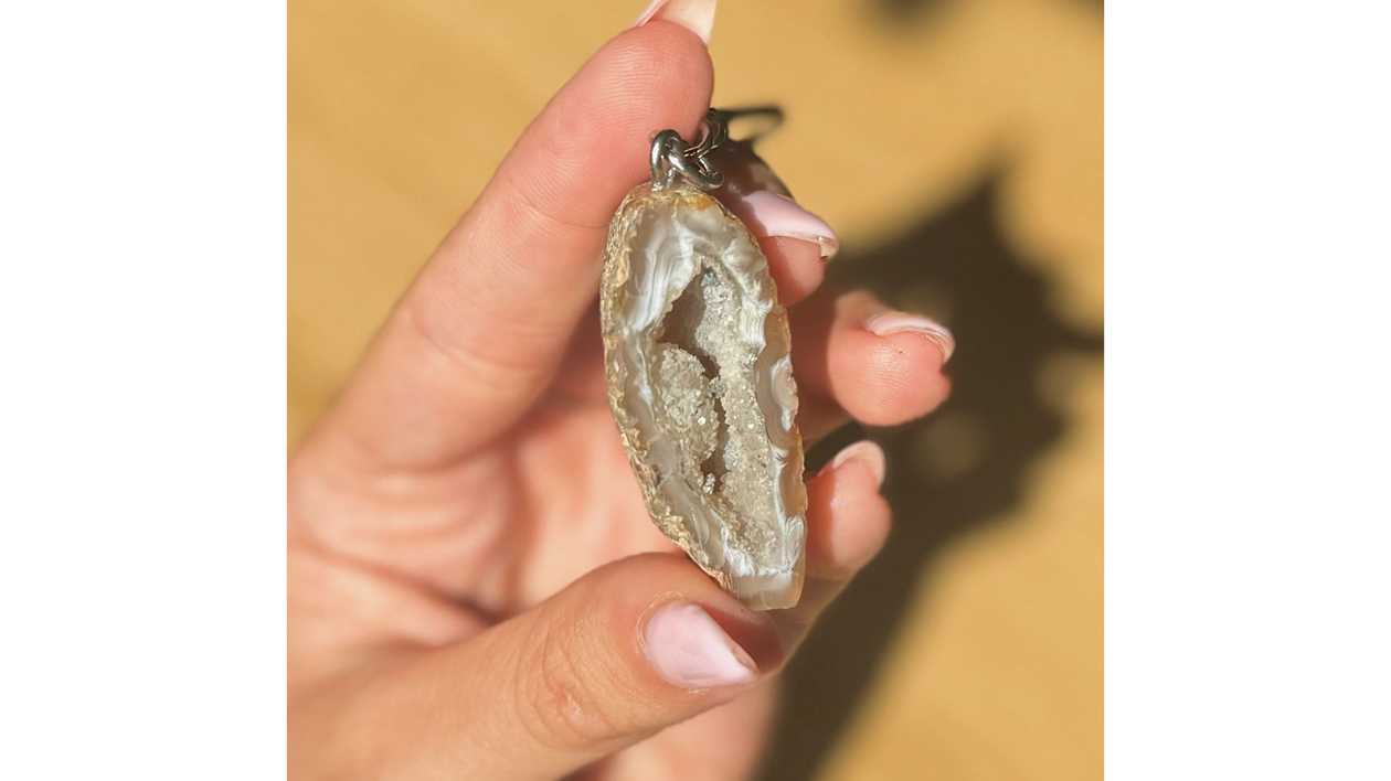 Mexican Agate Geode Keychain