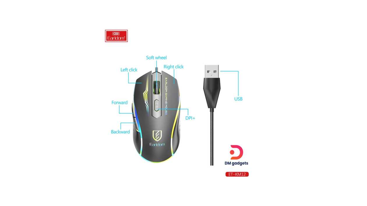 #334C#Earldom®ET-KM12 6 RGB KEY -7 RGB Lights Gaming Mouse